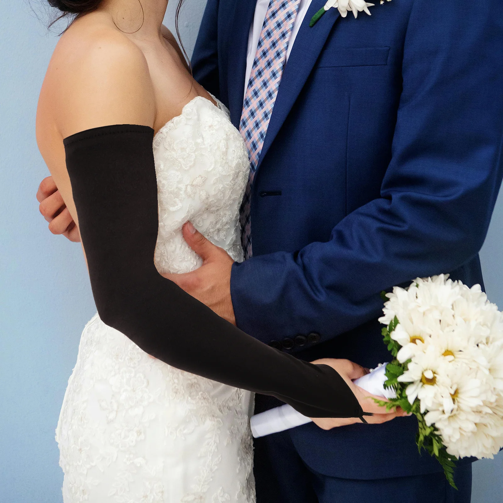 قفازات سوداء عتيقة من الساتان بدون أصابع طويلة بطول الكوع فستان زفاف أنيق قفازات نسائية رسمية #4