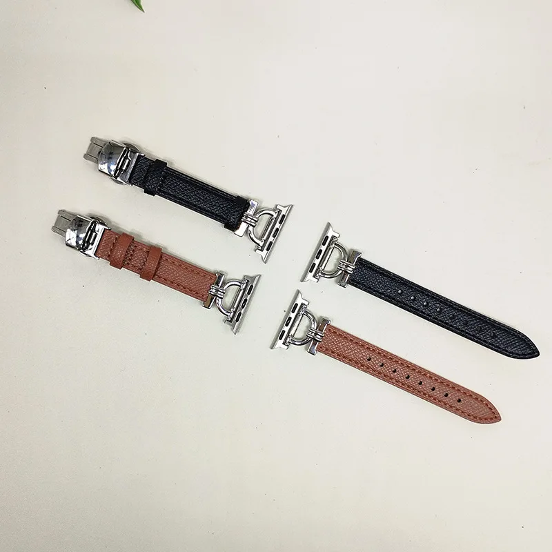 Echt Lederen Band Voor Apple Watch Strap Vlindergesp Horlogebandjes Horloge Accessoires