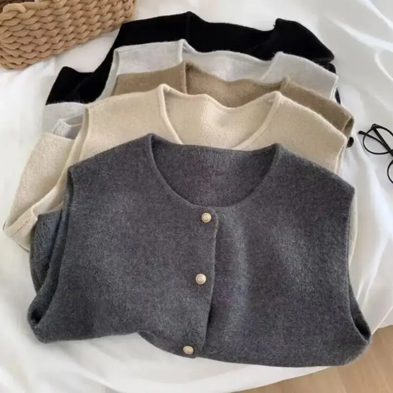 

Women Sweater Vest Fall Winter Cardigan Korean Elegant Knitted Sleeveless Casual Sweater Tanks Ladies Loose Tops Jacket Fashion
