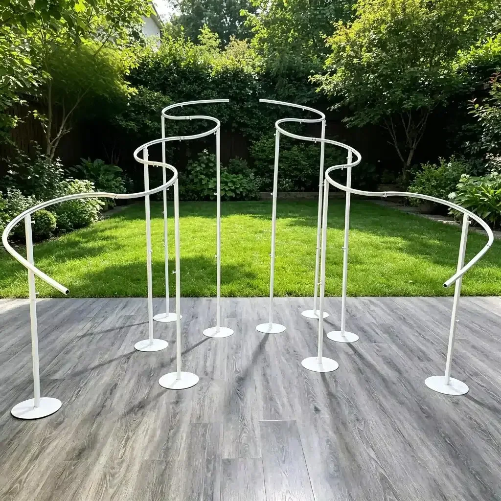 3D Wellenförmiger Hochzeits-Hintergrundständer S-förmiger Gebogener Metallbogen-Rahmen für Vorhänge Blumen Outdoor Strand Zeremonie Party Fotobox Dekoration – Detail 2