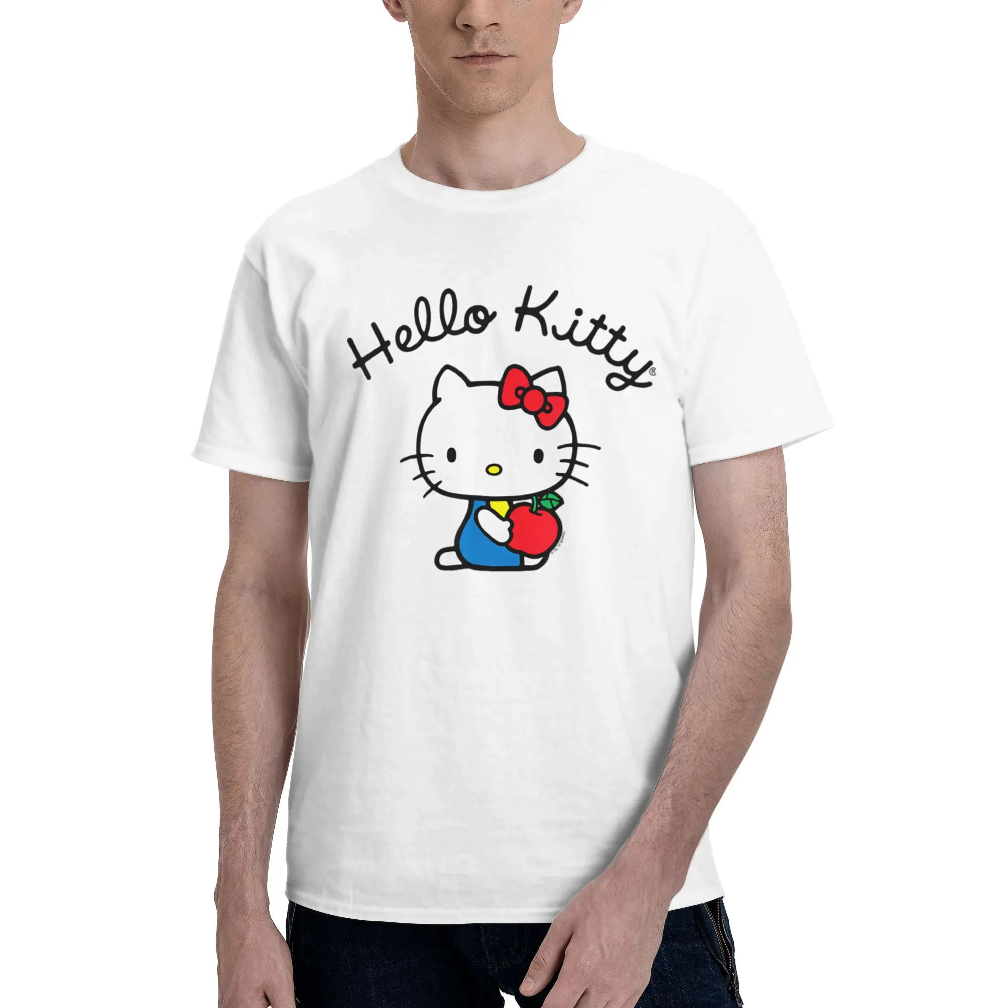 

Men Women Hello Kitty Retro Logo Shirt 100% Cotton Graphic Printed Tee Shirts Top Clothing