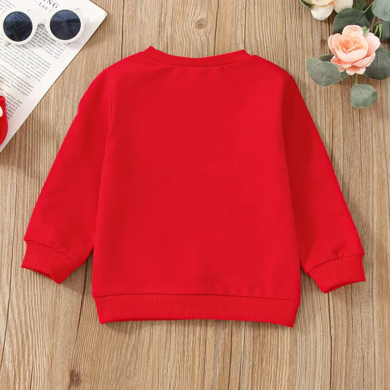 RUEWEY 6 Months to 7 Years Christmas Kids Girl Boy Pullover Letter Print Round Neck Long Sleeve Casual Tops