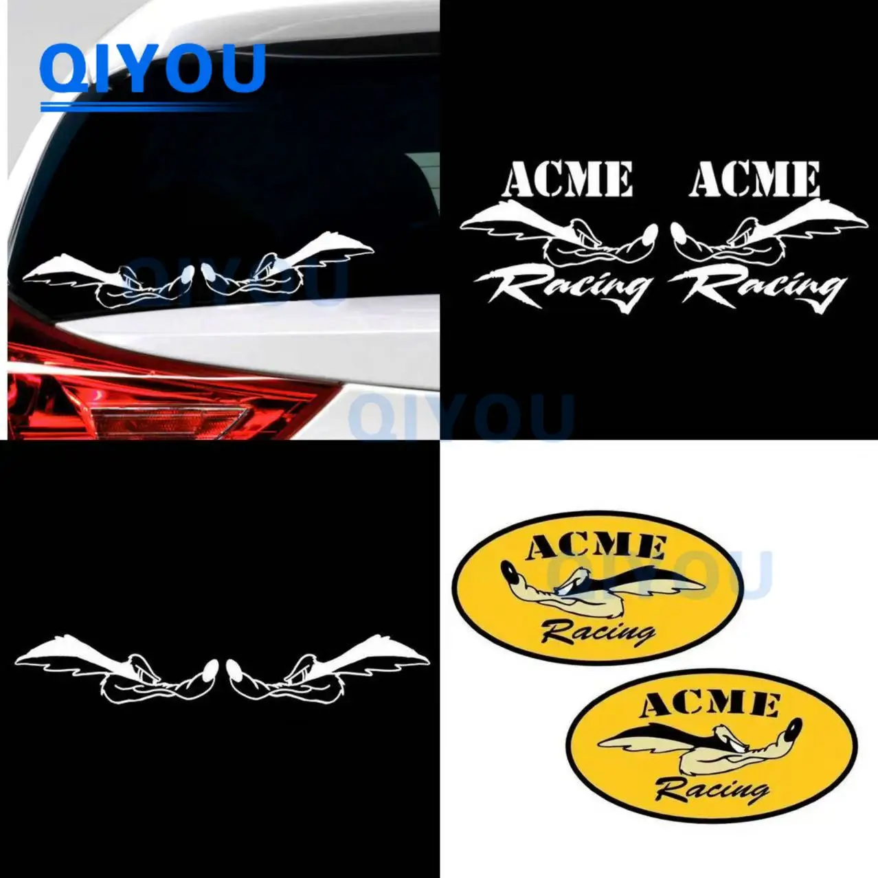 

2PCS Acme Coyote Racing Stickers Road Runner Car Sticker Car Bodies Car Windshields City Bicycles Front Forks PVC Decal