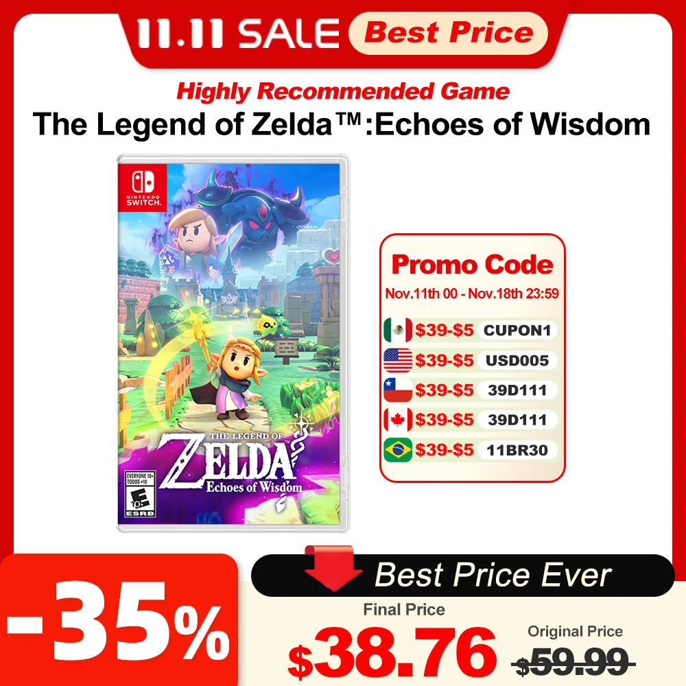 The Legend of Zelda Echoes of Wisdom nintendo switch игры, Умные Технические характеристики игры Nintendo Switch, новинка 100%, карта физической игры с поддержкой 1 игрока для Nintendo Switch