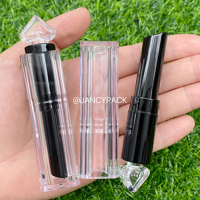 

11.1mm clear heart shape Empty Lipstick Tube lip Balm Bottle For Child Gift Cosmetic Container Tube lip balm packaging