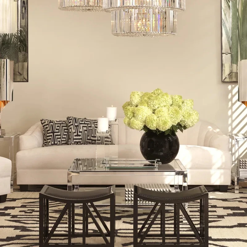 high quality small apartment, modern ple living room, wind, deep high-end flannel sofa