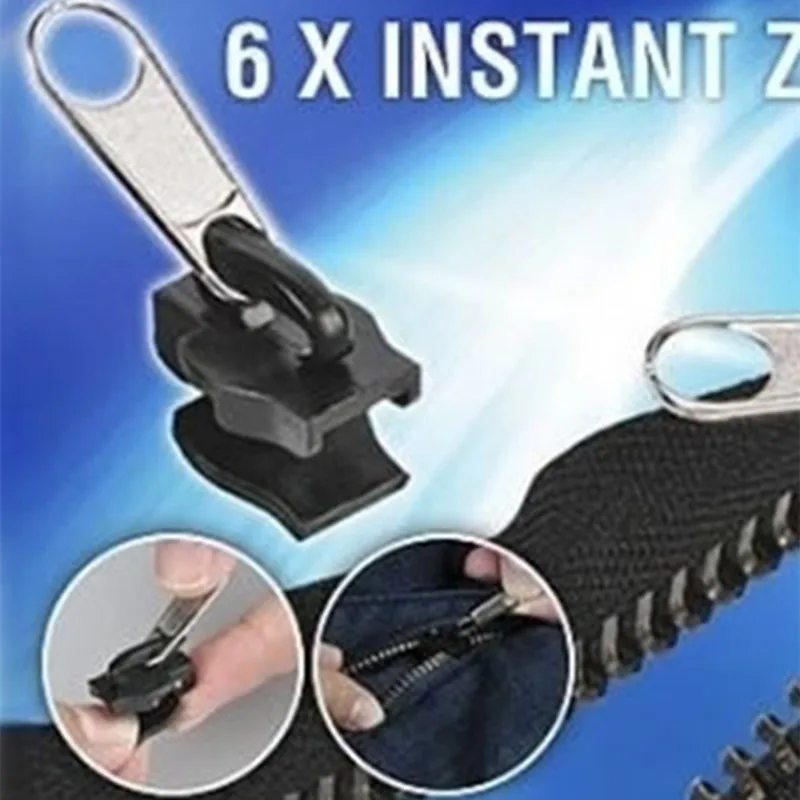 6 Pcs! Zipper Head Rescue Instant Repair Kit Practical Fix Black Zippers for Clothing Garment Replacement Accessories