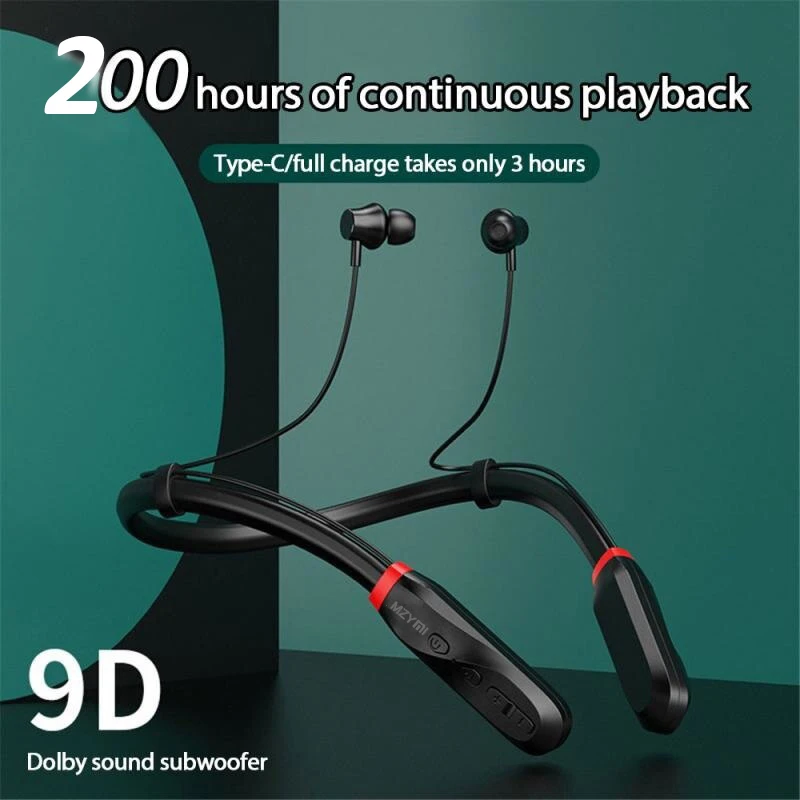 MZYMI I35 200Hour Play Neckband Earphones Wireless Bluetooth In Ear Headphone Sport Gaming HIFI Stereo Earbuds Built-in Mic