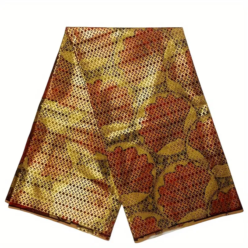 Exclusive Fast Delivery African Ankara Gold Wax Fabric for Party Dresses, Super High Quality, New Grand, 100% Cotton, 6 Yards