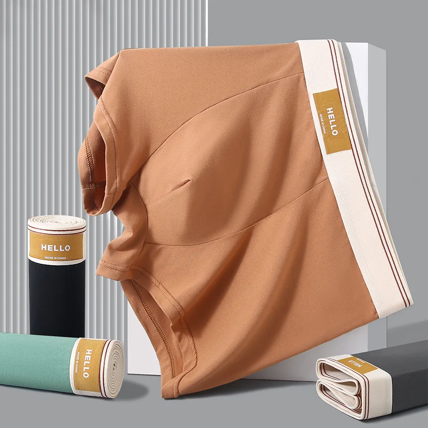 

4-piece men's briefs, breathable and trendy underwear, HELLO color-blocking waist-head style combination men's underwear