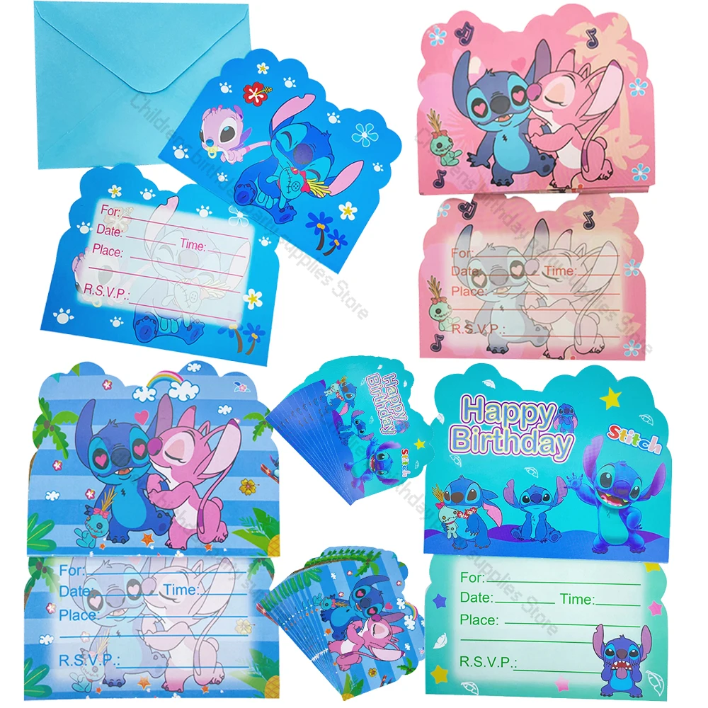 Stitch Cartoon Kids Boys Favors Birthday 1Pack Invitation Card Write Letters Party Supplies Kid Boy Favor Party Event Decoration