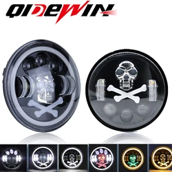 7 Inch Round LED Headlamp with Turn Signals Motorcycle skull Headlights For Harley Davidson Jeep Wrangler LED Car Accessories