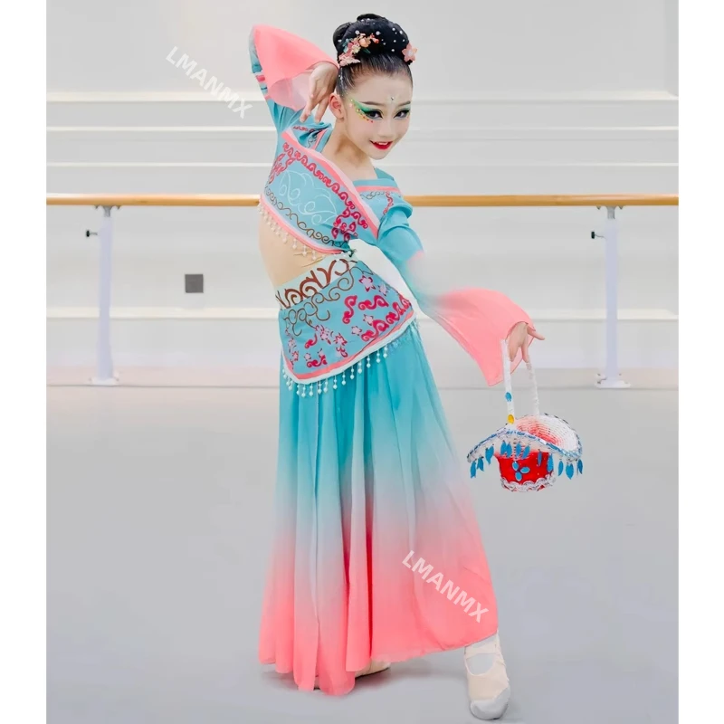 

Singing Spring Rain Classical Dance Flower Basket Performance Dress Purple Gold Dance Flower Picking Girl Performance Dress
