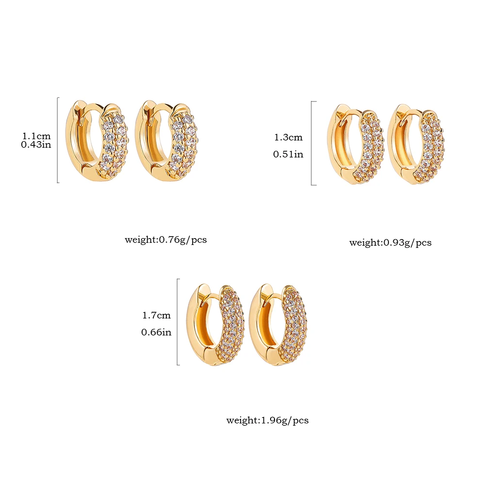 Neue vergoldete Huggie-Ohrringe mit Zirkonia, dünne Ohrreifen, Knorpel-Ohrringe für Damen, runde minimalistische Ohrringe, Piercing-Schmuck – Detail 1