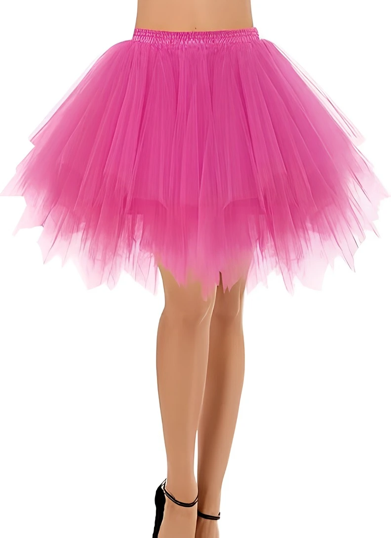Halloween Mini Tutu Skirts Irregular Layered Tulle Elastic Waist Short Skirt Petticoat Vintage 80s Rockabilly Party Dance Dress