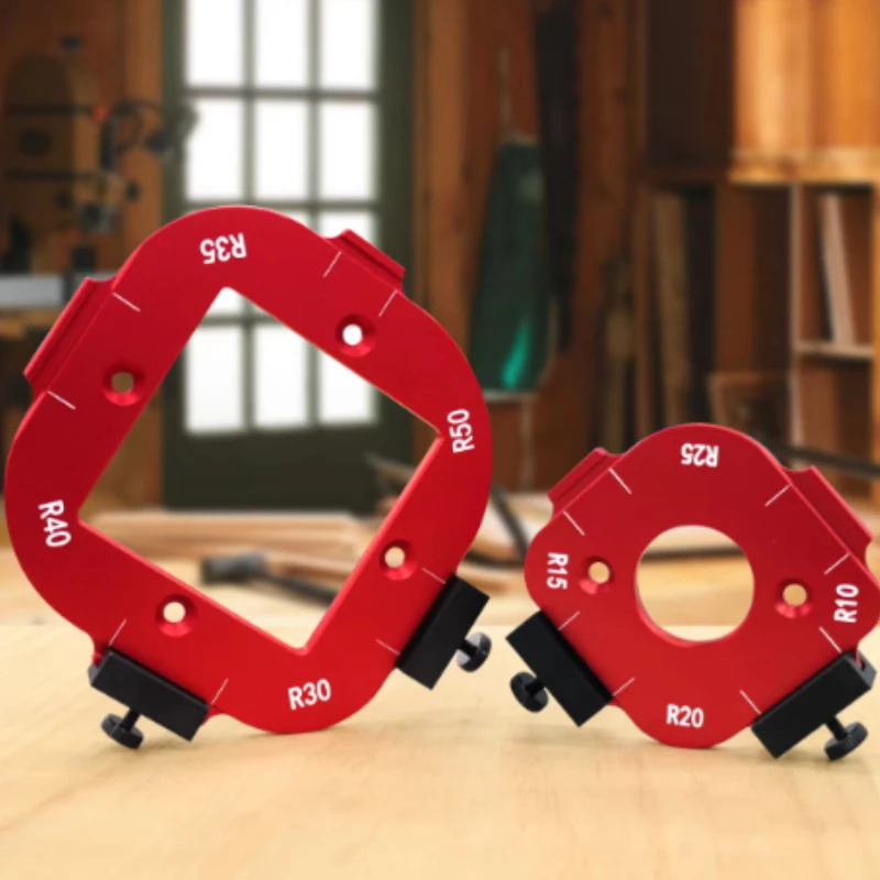 Aluminum round Corner Radius Template Set Woodworking Router Table Jig with Removable Clip for Arc Cutting Various Sizes R10-R50