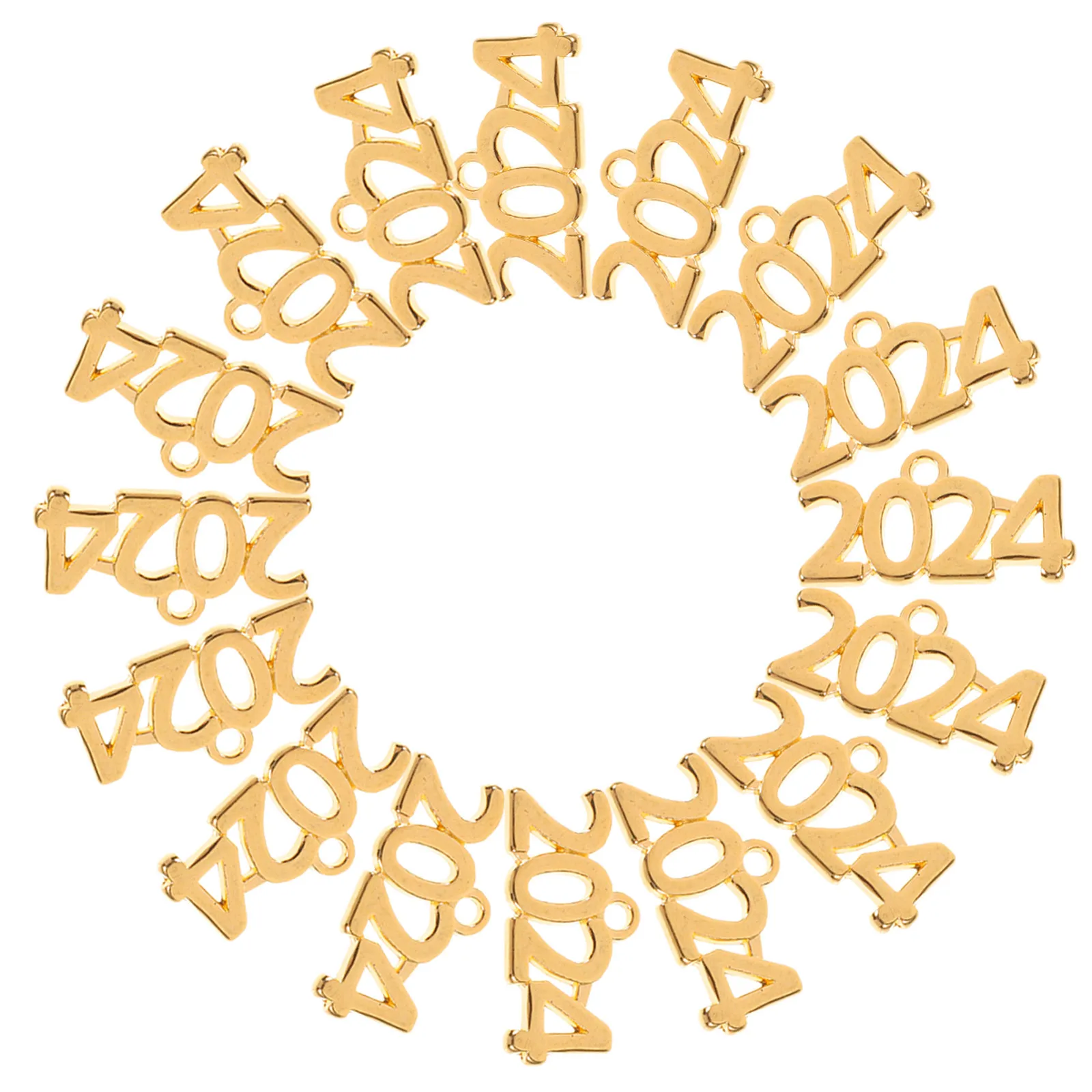 

50 шт. подвесок-цифр 2024 из цинкового сплава для украшений, DIY-шармы для ожерелий, браслетов, брелоков, декоративные новогодние шармы 2024