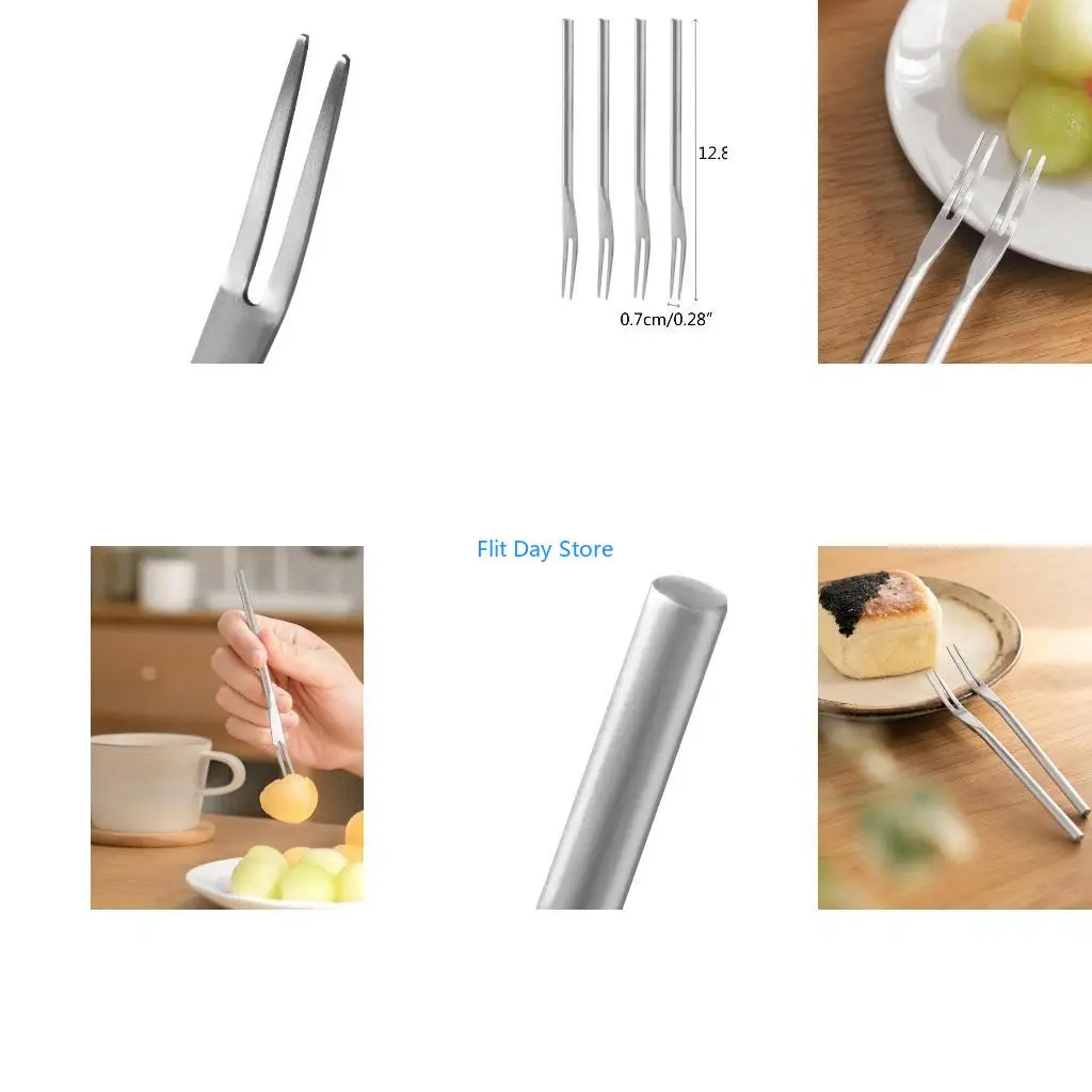 F92C Stainless Steel Fruit Forks 4pcs/set Cake Dessert Dessert Tasting Fork for Home Birthday Wedding Party Appetizer Fork