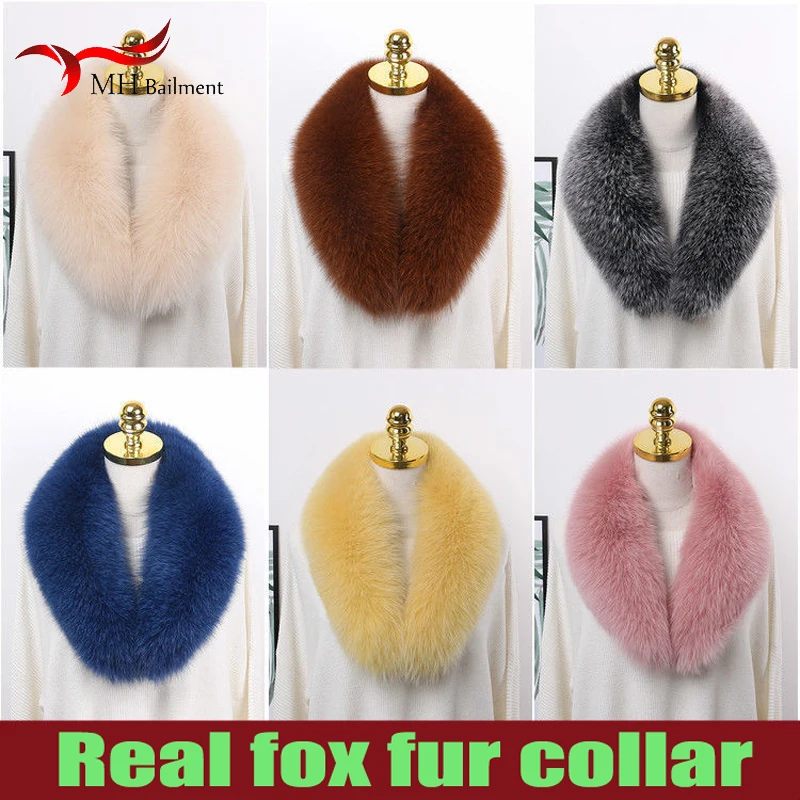 Winter 100% Real Fox Fur Scarf Women Natural Raccoon Fur Collar Thick Warm Long Scarves Fashion Parka Coat Hood Shawl Female