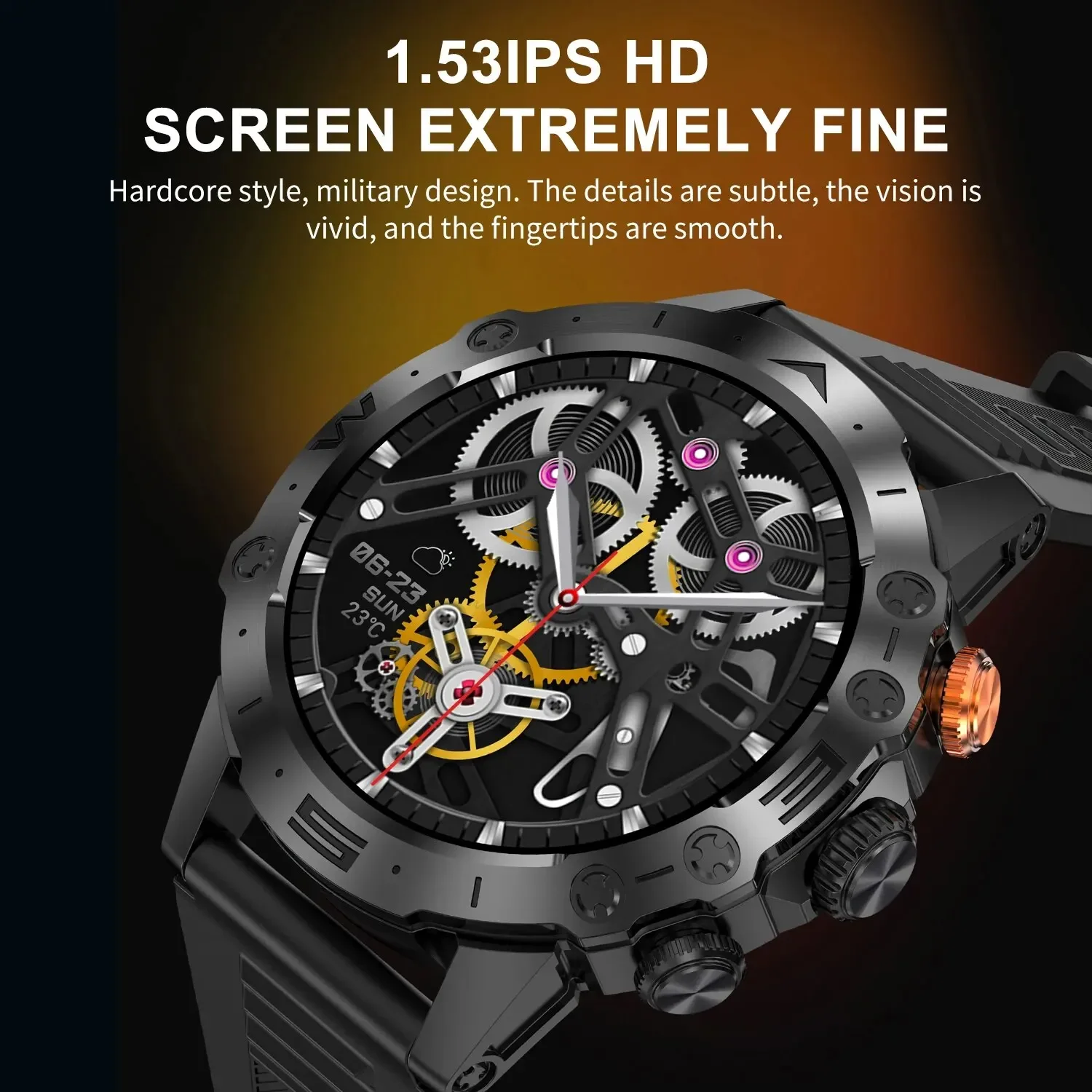 2024 New Men's Military Outdoor Smartwatch - Bluetooth Call. Fitness Tracker. Health Monitor. Long Battery Life for Sports.