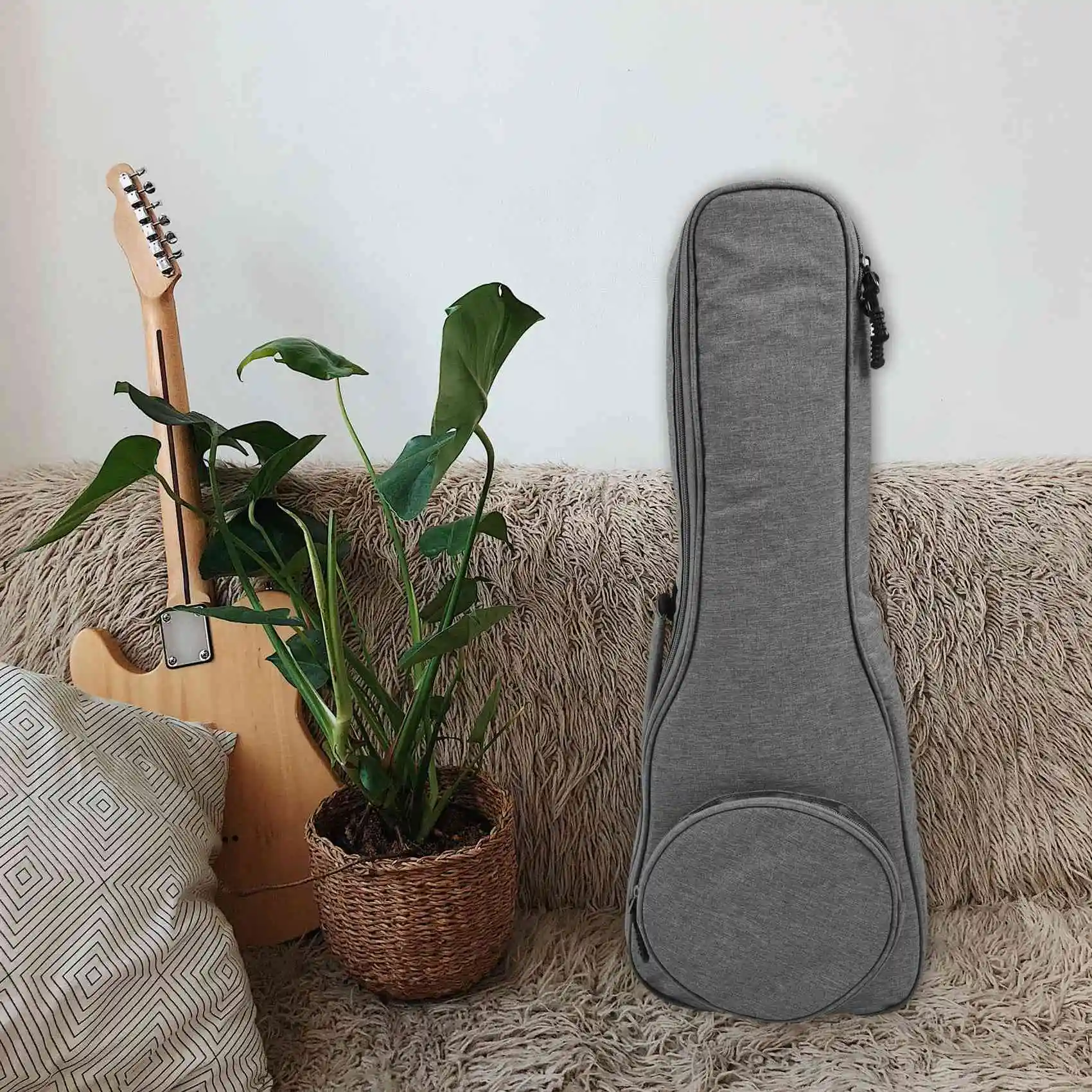 23 Inch Cotton Ukulele Bag Soft Case Gig Waterproof Oxford Cloth Ukelele Hawaii Four String Guitar Backpack Grey