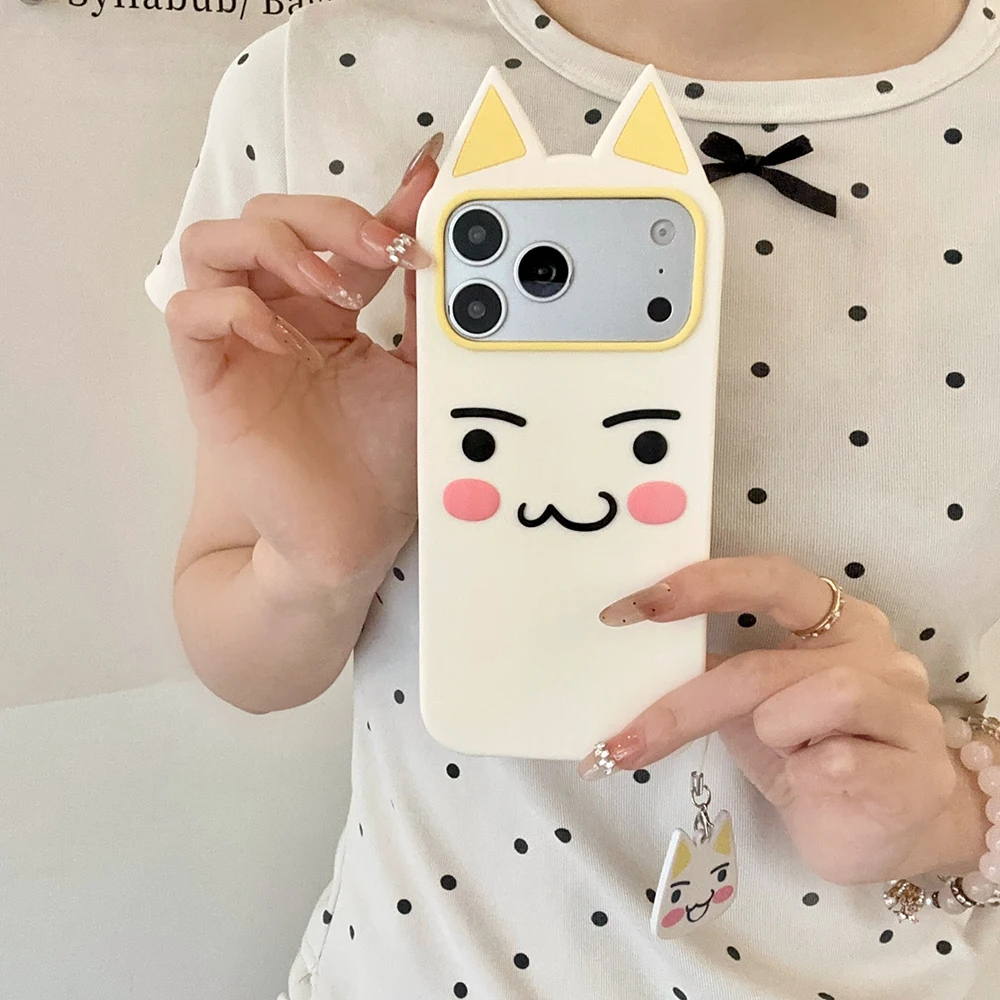 Niedliche 3D-Cartoon-Katzen-Handyhülle aus weichem Silikon für iPhone 16 17 18 Pro Max, lustige, stoßfeste Rückseite mit Anhänger – Detail 4