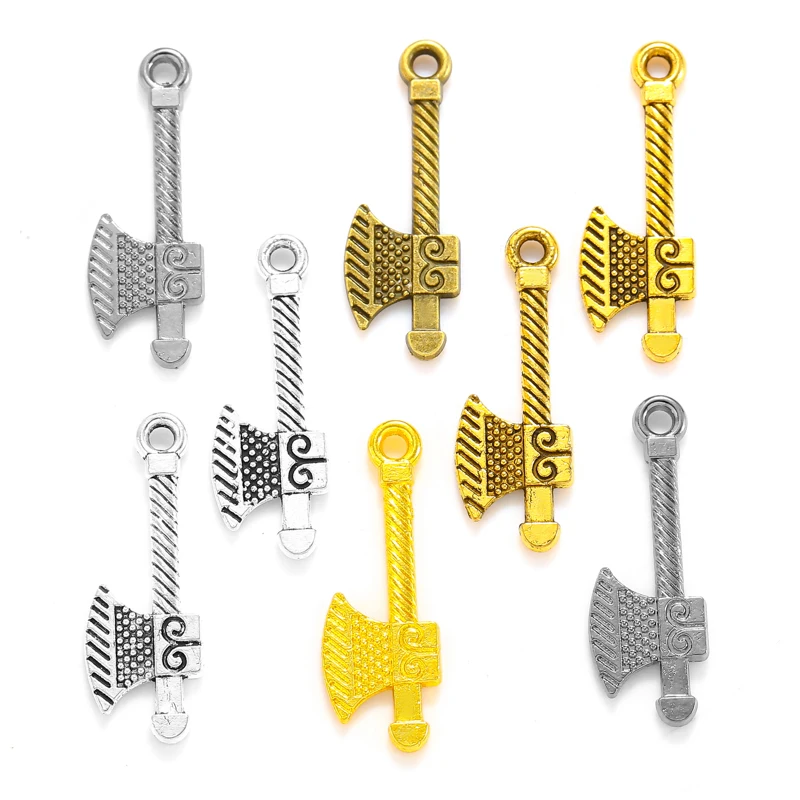 25pcs 5 color axe Charms Necklace Key Chain Pendant Bracelet Jewelry Making Handmade Crafts diy Supplies 26*9mm J477