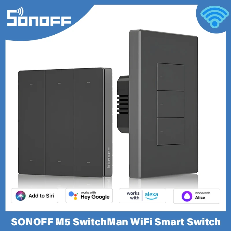 

SONOFF M5 SwitchMan Wi-Fi Smart Switch Умный дом 1/2/3 Gang Настенный переключатель типа ЕС/США 120 через Ewelink Alexa Google Home Alice