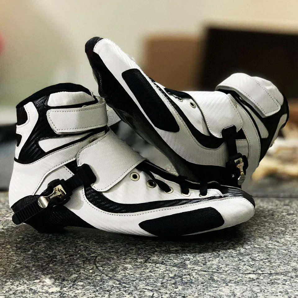 1 Pair High Ankle Speed Skates Professional Marathon Skates Carbon Fiber White Shoes Kids Adults Racing Inline Skating Patines