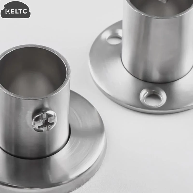 Stainless Steel Closet Pipe Rod Holder Socket Flange Bracket for 25mm Bar Wall Mount Wardrobe Clothes Hanging Support