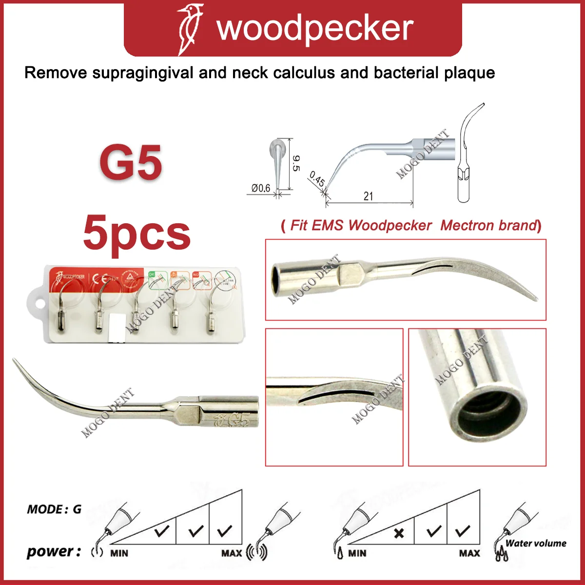 Specht Tandheelkundige Ultrasone Piezo Scaler Handstuk HW-5L Scaler Tips G1 G2 G3 P1 P3 P4 Fit EMS En Mectron Ultrasone Scaler