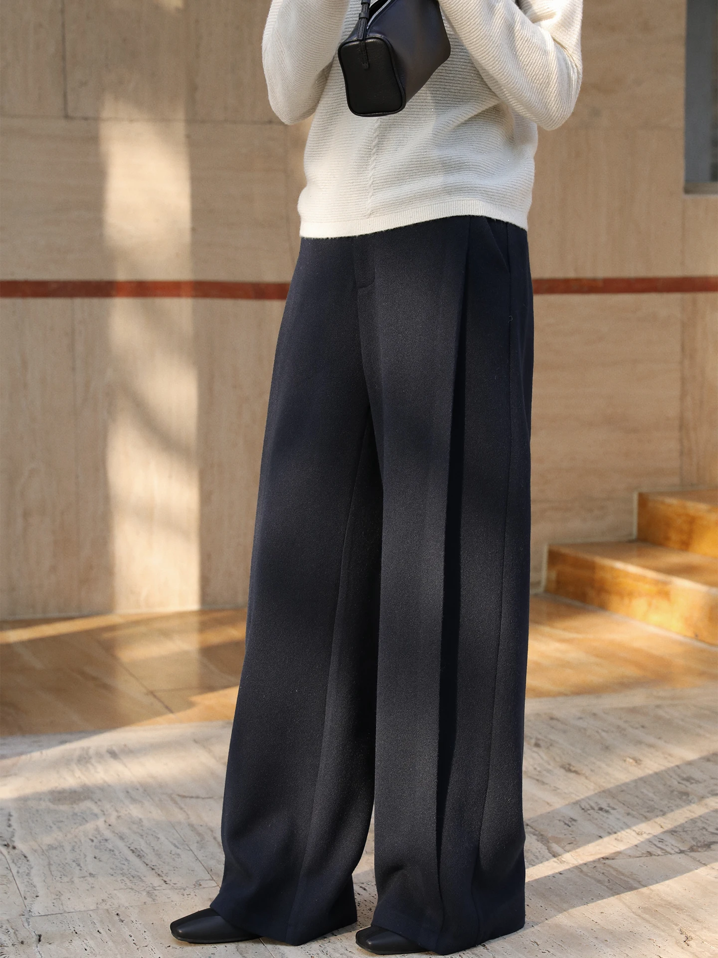 

High Waist Straight Leg Pants Simple Design Casual Blue Color Women's Spring New Sle Loose Fit Trousers Comfortable Casual ...