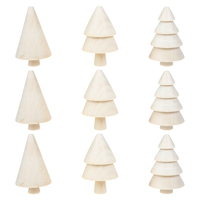 9Pcs Wooden Handcraft DIY Delicate Wood Christmas Trees Christmas Trees Decorations Children DIY Toys for Kids