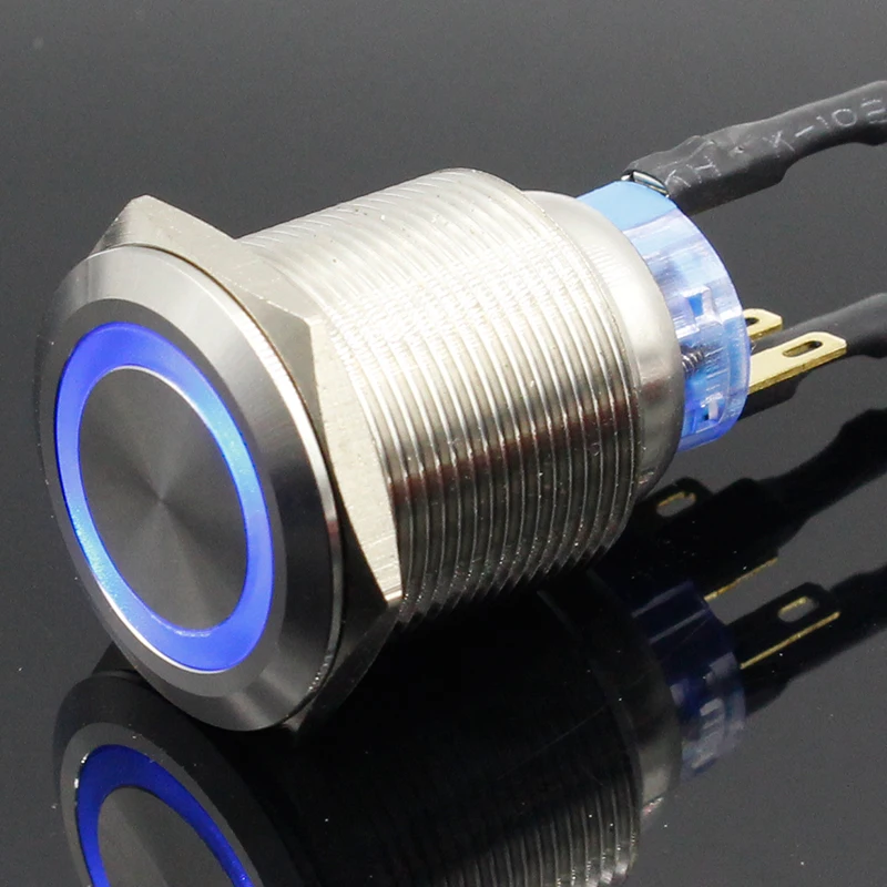 1PC Colorful Useful Durable 5V 12V 24V 220V 22mm LED Power Push Button Switch Momentary/Latching Waterproof Metal Self-Locking