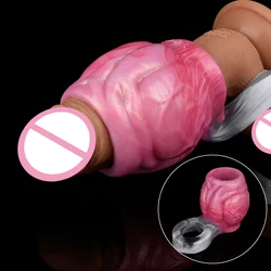 Animal Dog Knot Penis Enlargement With Anti-off Ring Soft Silicone Cock Half Sleeve Sex Toy For Couples Pleasure Adult 18+