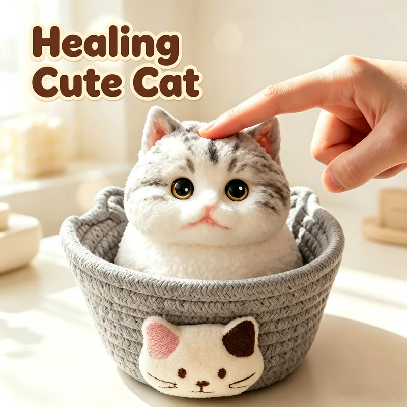 Simulation Knead Cute Fat Cat With Cat Bed Stress Relief Toy Tabletop Home Ornament Slow Rebound Decompression Toys Game Gifts