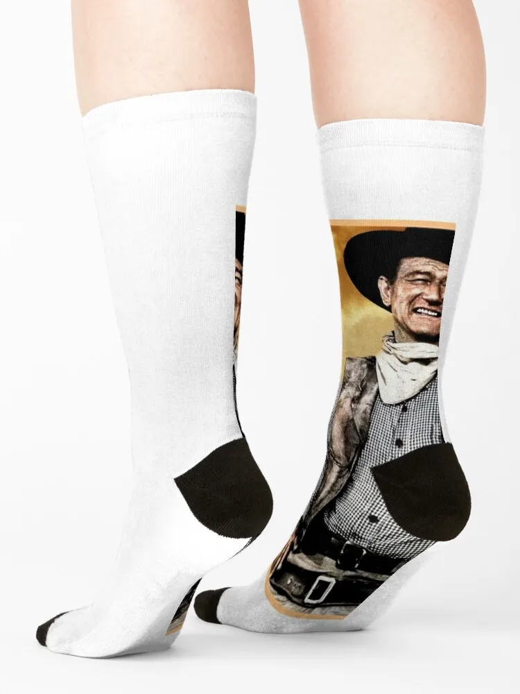 John Wayne Socks Novelties new year men cotton high quality Antiskid soccer Socks Women Men's