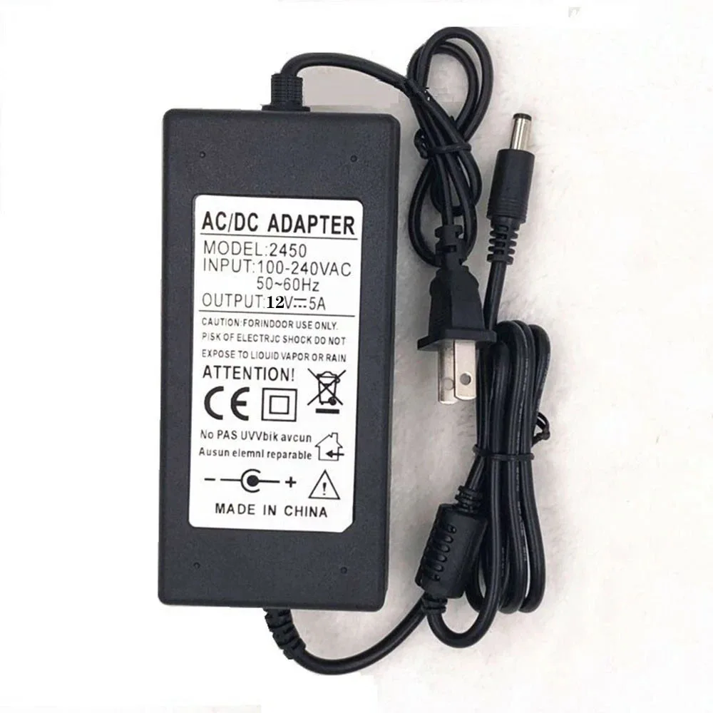 Input AC100-220v to Output DC 12V 5A Power Supply Adapter for LED Strip String Lights
