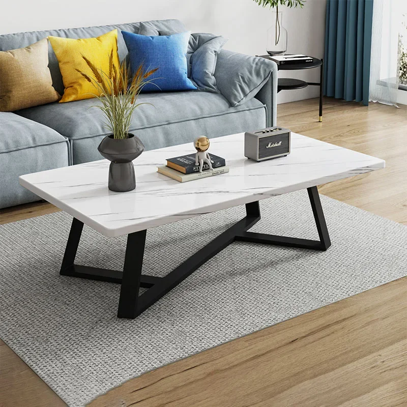 

Light Luxury Nordic Coffee Table Living Room Metal European Black Coffee Tables Marble Effect Home Furniture