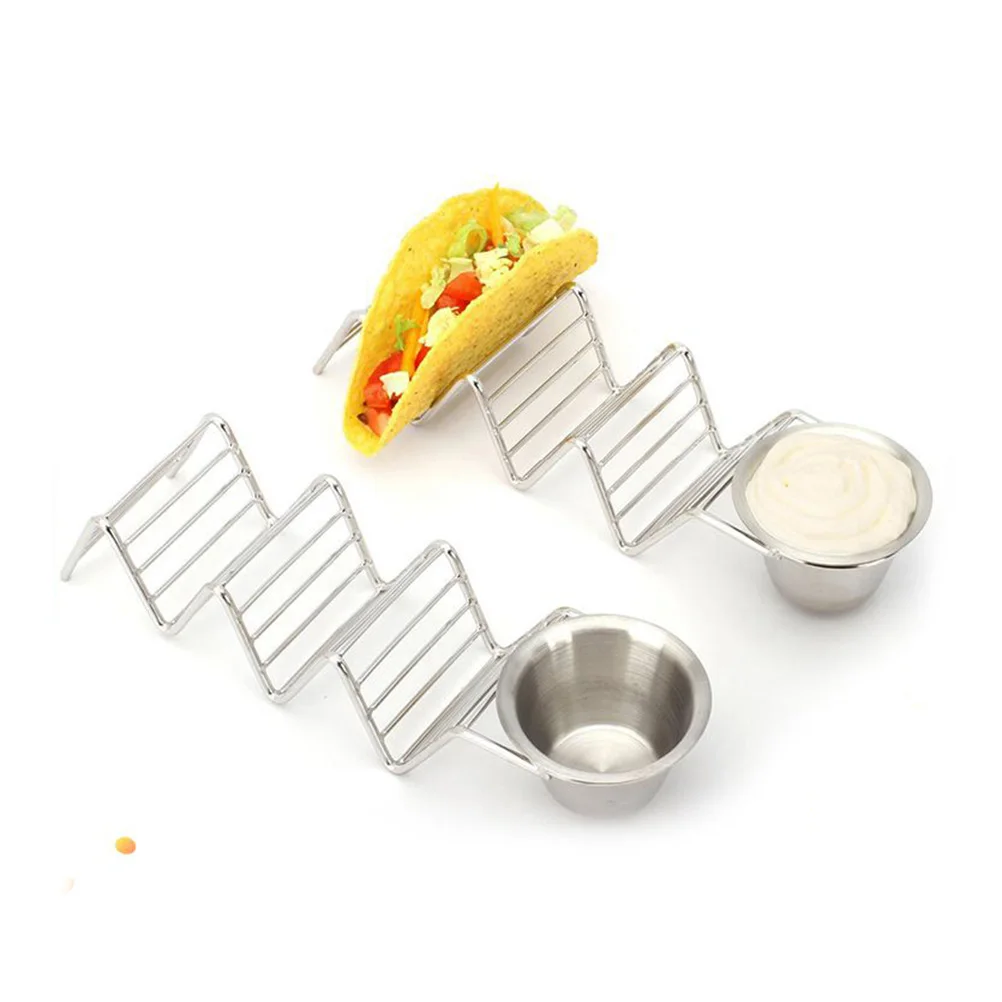 

2 pcs Taco Holder Stainless Steel 304 Corrosion Resistant Thick Base Non Slip Mexican Food Stand Rack Burrito Sandwich