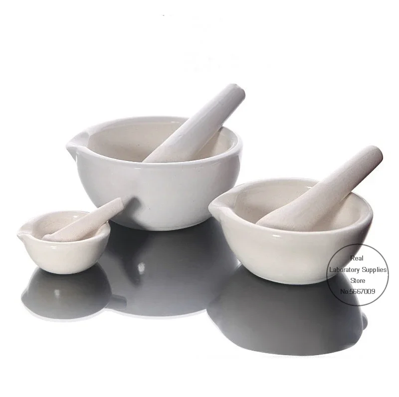 1PCS Diameter 60mm 80mm 100mm 130mm 160mm Lab Porcelain Mortar and Pestle White Mixing Grinding Bowl Set