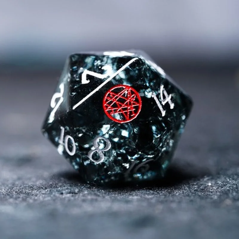 Handmade Engraved Cthulhu D20 Dice Gate of The Dead DND Dice Stone Glass Customized Beads RPG Board Games Dice personal Gifts