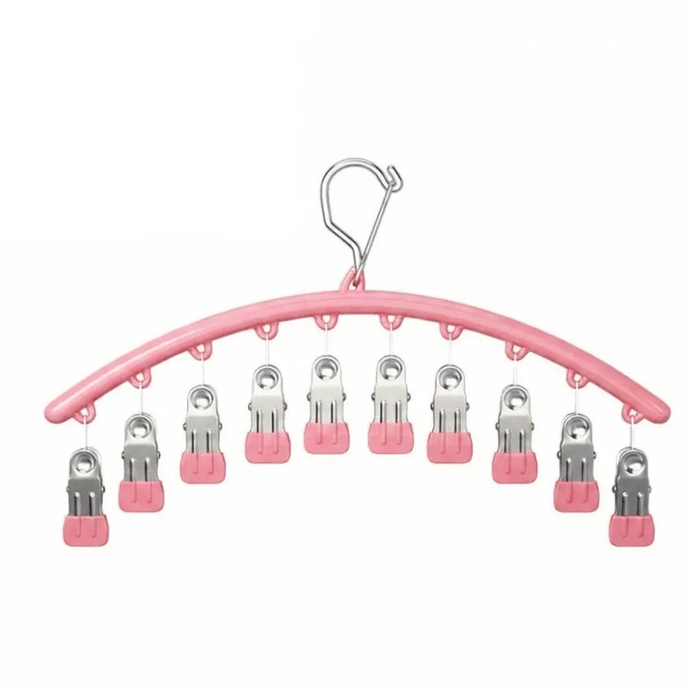 Stainless Steel 10 Clips Sock Drying Rack Non-slip Space Saving Windproof Sock Clips Waterproof Legging Organizer Bathroom