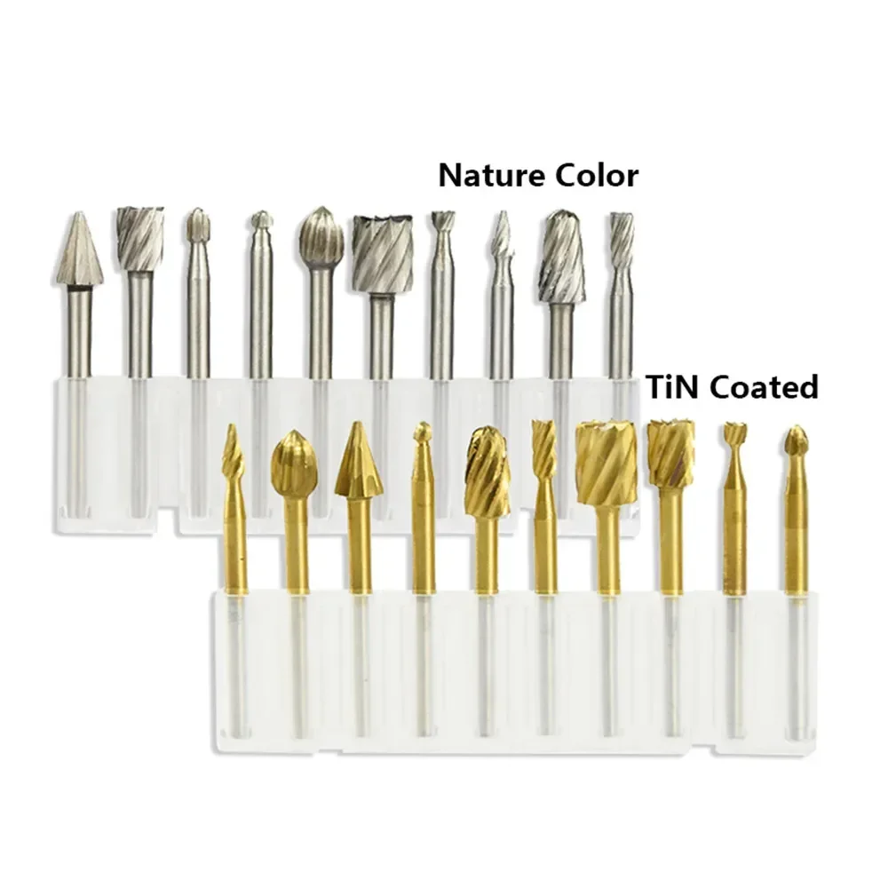 

HSS Routing Router Bit 3mm Shank Titanium Coated Rotary Burrs Files Wood Engraving Tools