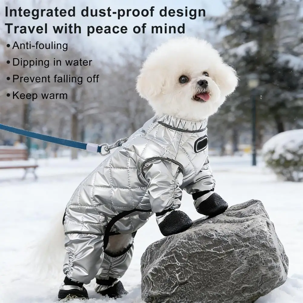 Dog Snow Suit Full Body Dog Jacket Reflective Quilted Jumpsuit Thermal Dog Snowsuit with Paw Protectors Warm Winter Coat for Col - view 4