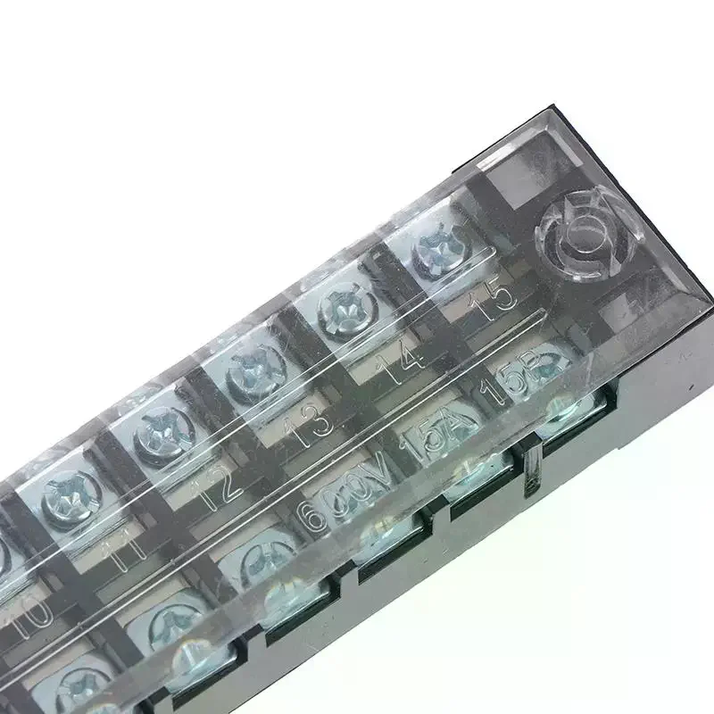 1pcs Dual Row Barrier Screw Terminal Block Wire Connector 15A 600V For TB Series 3 4 5 6 8 10 12 15 Positions Ways