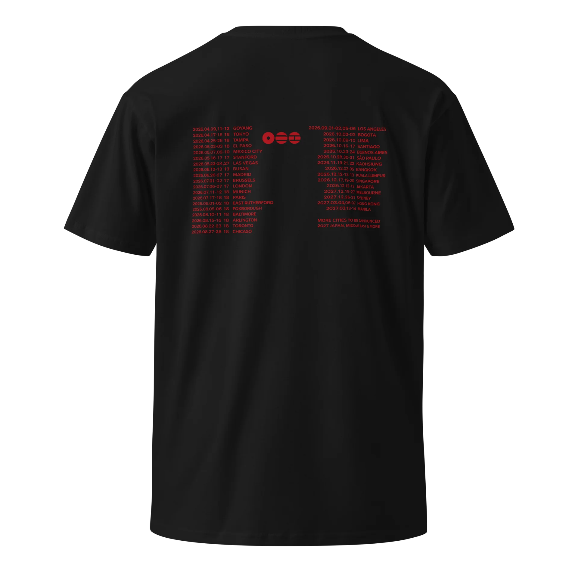 BTS J-hope Taehyung 2026 World Tour Double Sided Graphic T-Shirt Portrait Tour Cities List Kpop Fans Men Women and Kids Tee
