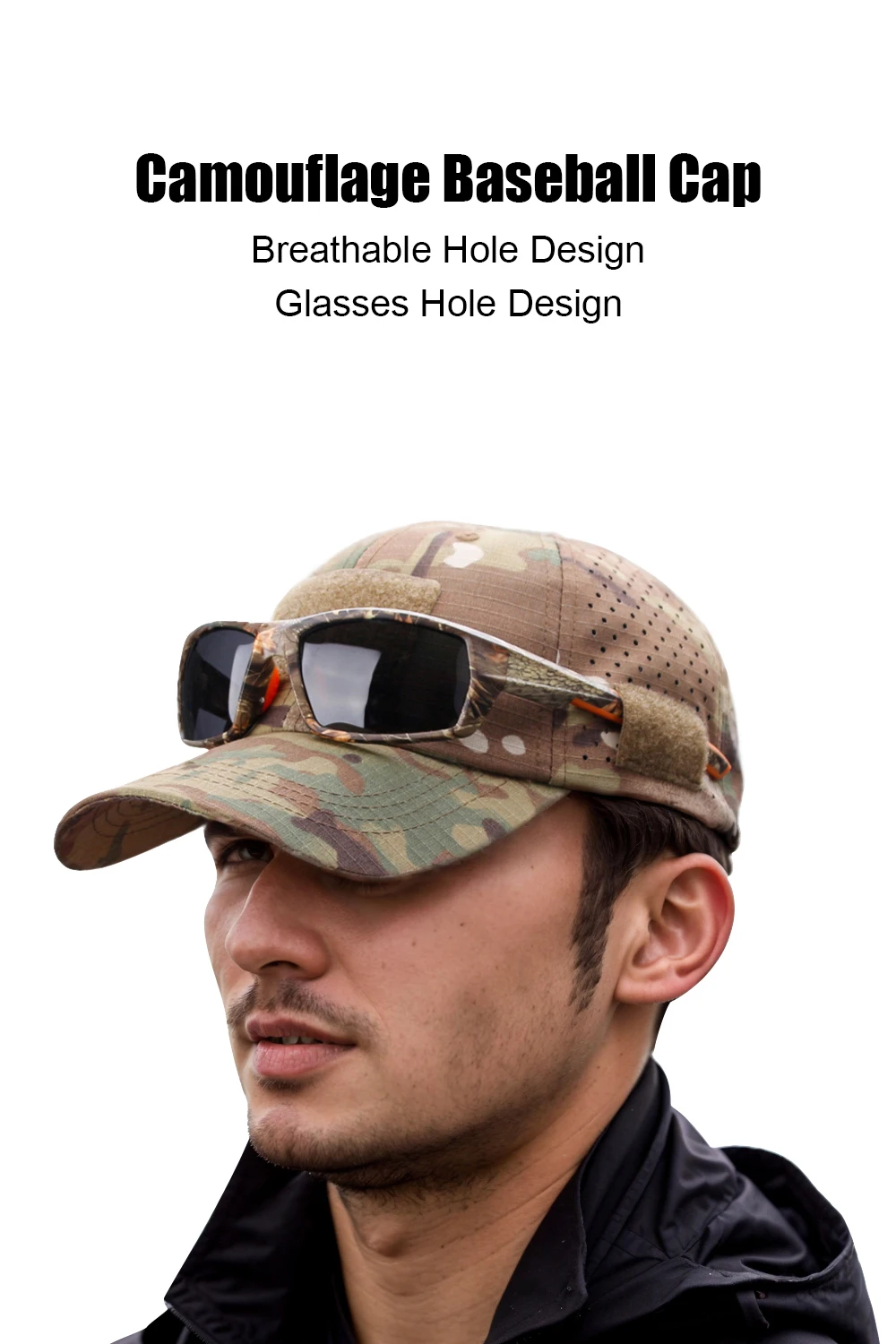 1/2 stücke Neue Männer Camouflage Baseball Kappe Atmungsaktive Sonnencreme Hut Outdoor Sport Jagd Wandern Camping Strand Angeln Sonnenhut – Detail 2