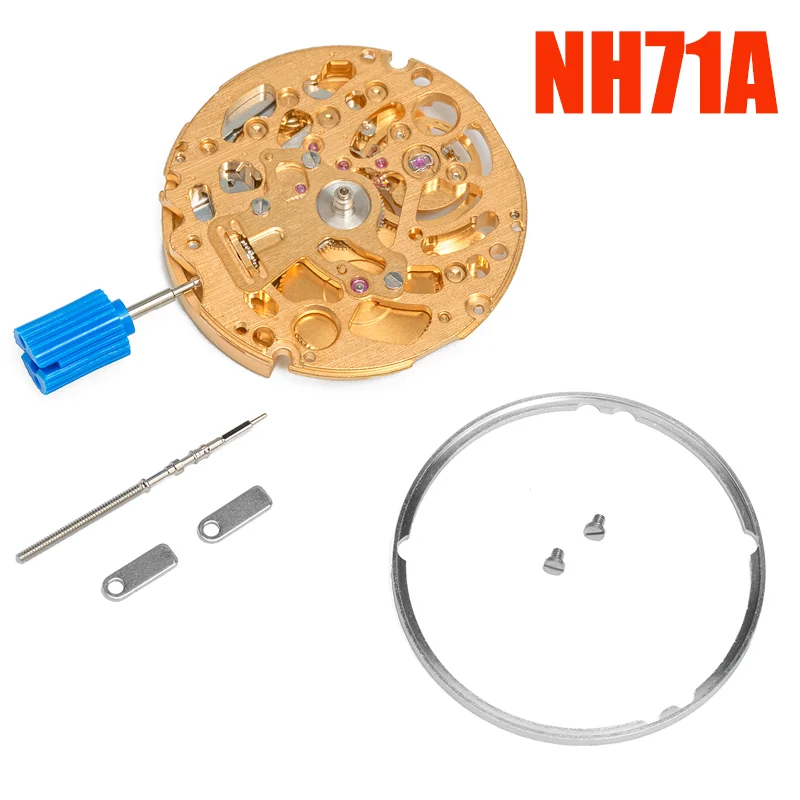 Genuine Gold NH71 NH71A Automatic Mechanical Movement NH71 Mechanism Modification Parts Japan 24 Jewels High Accuracy Skeleton