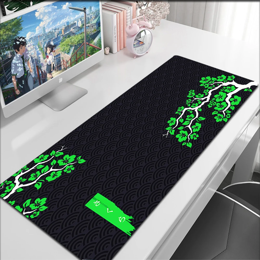 Green Sakura Large Mouse Mats Gaming Mousepad Big Gamer Desk Mat 40x90cm Rubber Keyboard Mats Desk Pads Best Mouse Pad 90x40cm